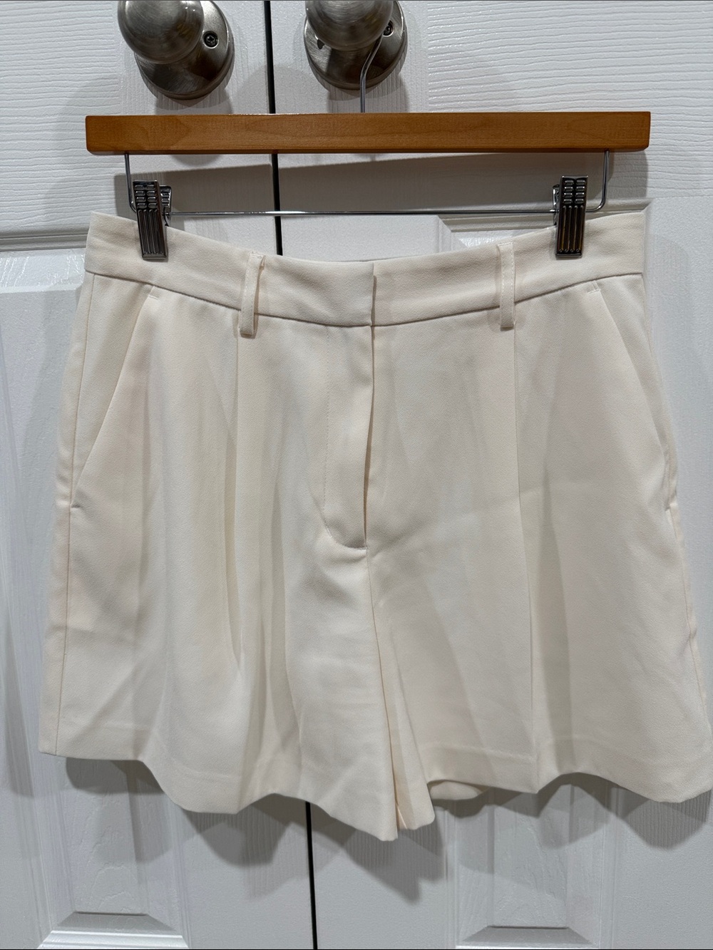 OAK + FORT Cream Tailored Pleated Shorts